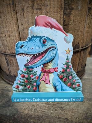 Dino Christmas Sign - Blue