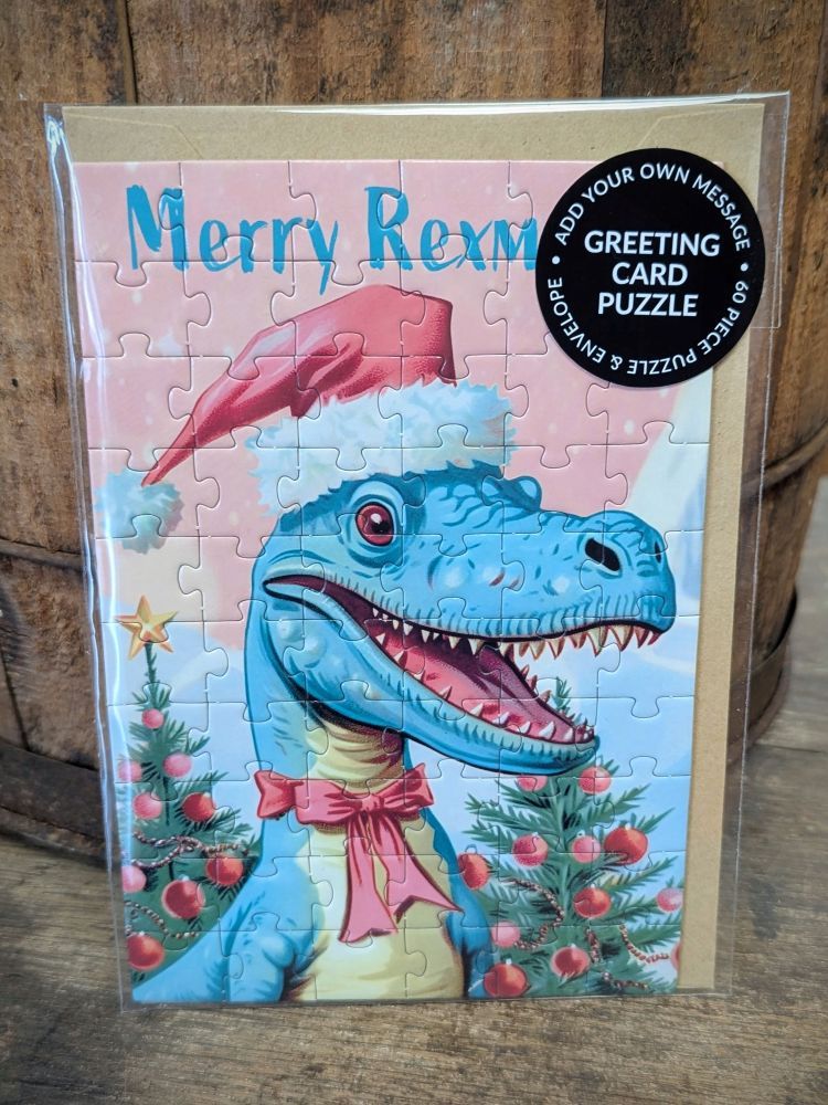 Dino Puzzle Card - Merry Rexmas