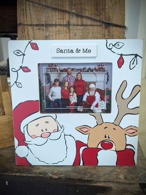 Santa Picture Frame - Santa and Reindeer
