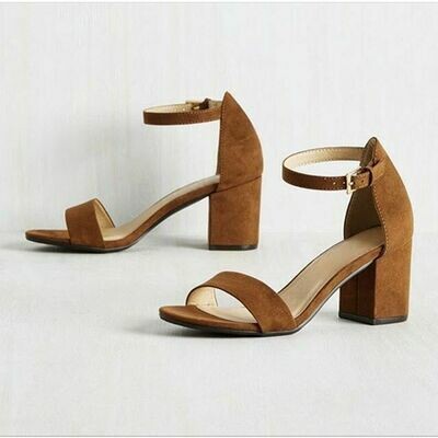 Velvet brown box heels