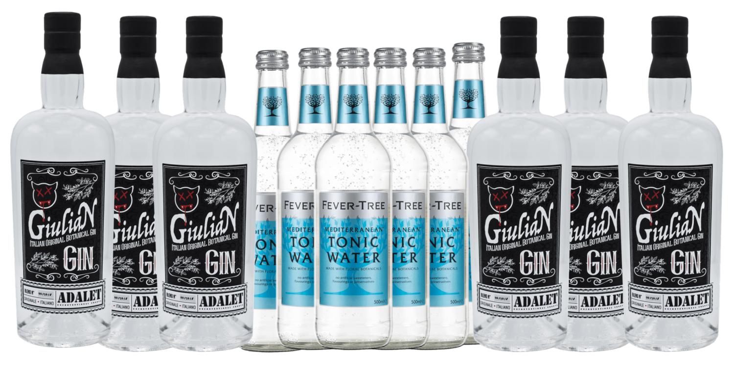 6er GiuliaN Gin Limited Edition Gin & Tonic-Set 6 x Giulian Gin 0,7L + 6 Flaschen Fever Tree Tonic