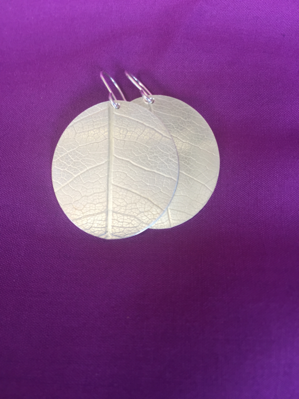 Sterling Silver Leaf Print Earrings