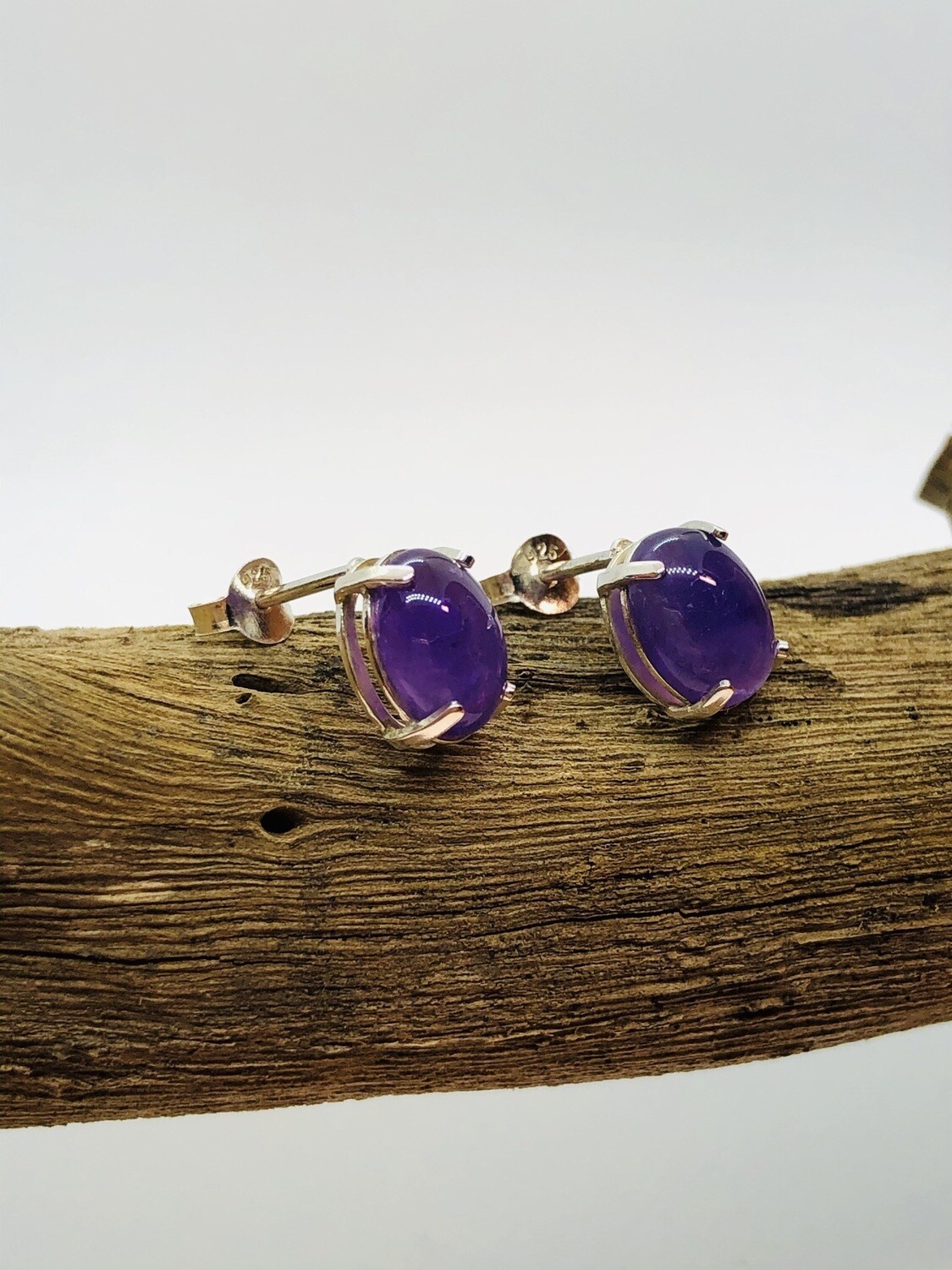 Sterling Silver & Amethyst studs