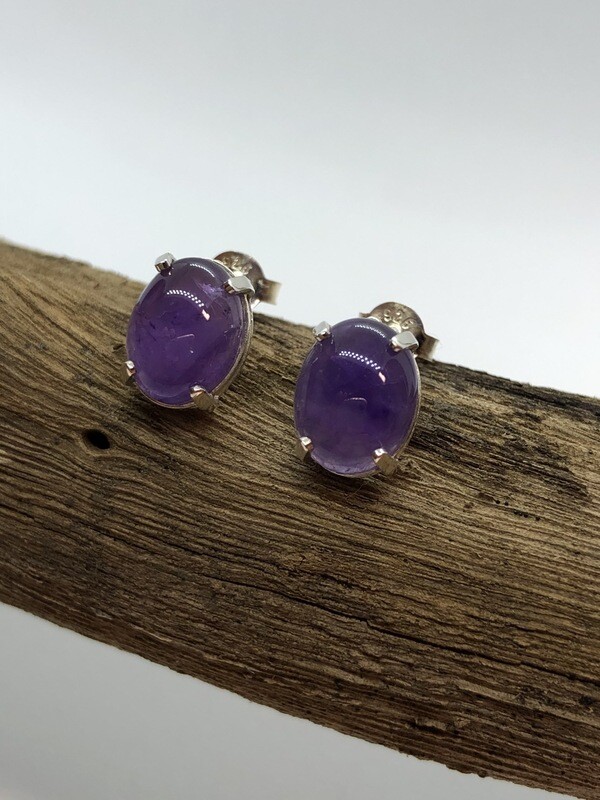 Sterling Silver & Amethyst studs