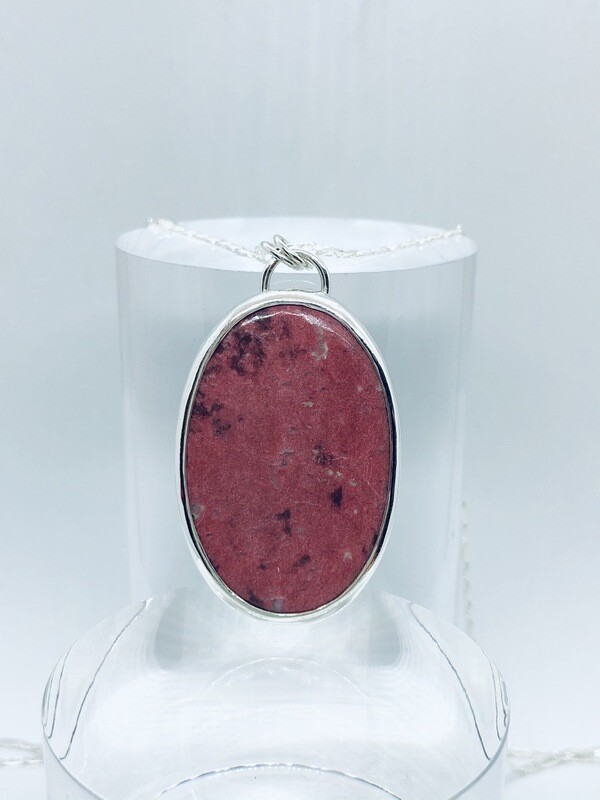 Pink Thullite Pendant w/Sterling Chain