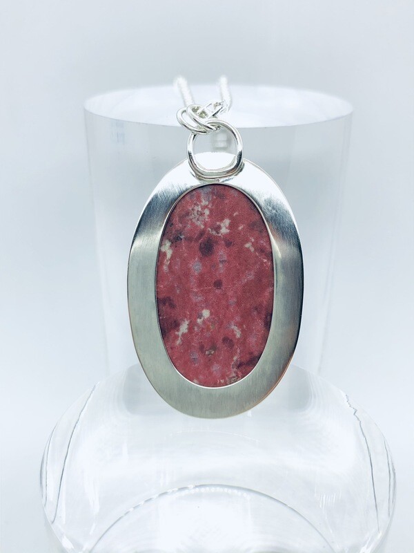 Pink Thullite Pendant w/Sterling Chain