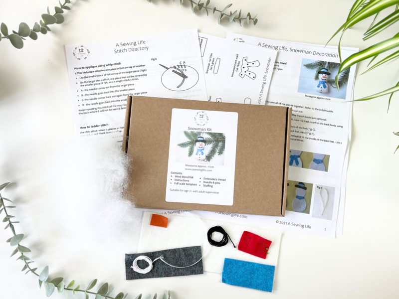 Snowman decoration sewing kit