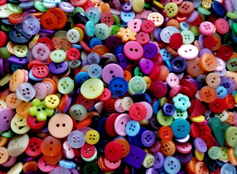 200 Small Colorful Designer Buttons, Sizes 1/4" to 5/8"