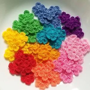 50 Colorful Bold Mini Crochet Flowers