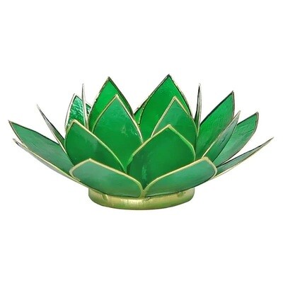 Lotus sfeerlicht groen - chakra 4 - goudrand