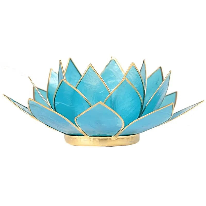Lotus atmospheric blue - chakra 5 - gold rim