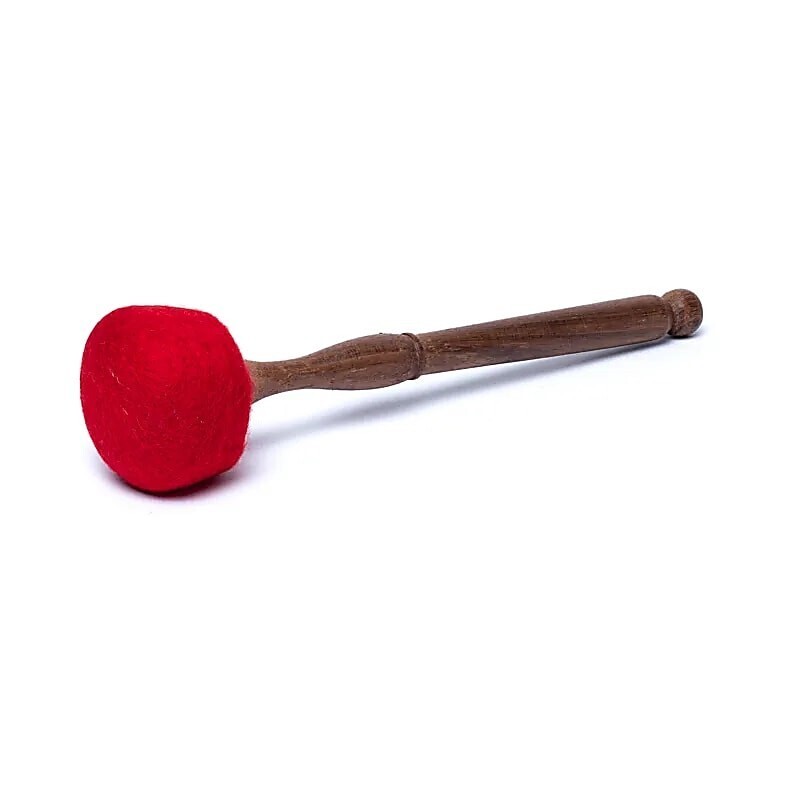Klankschaalklopper vilt - medium - rood - bol - Ø 70mm/L 29cm