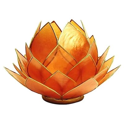 Lotus sfeerlicht oranje - goudrand - groot