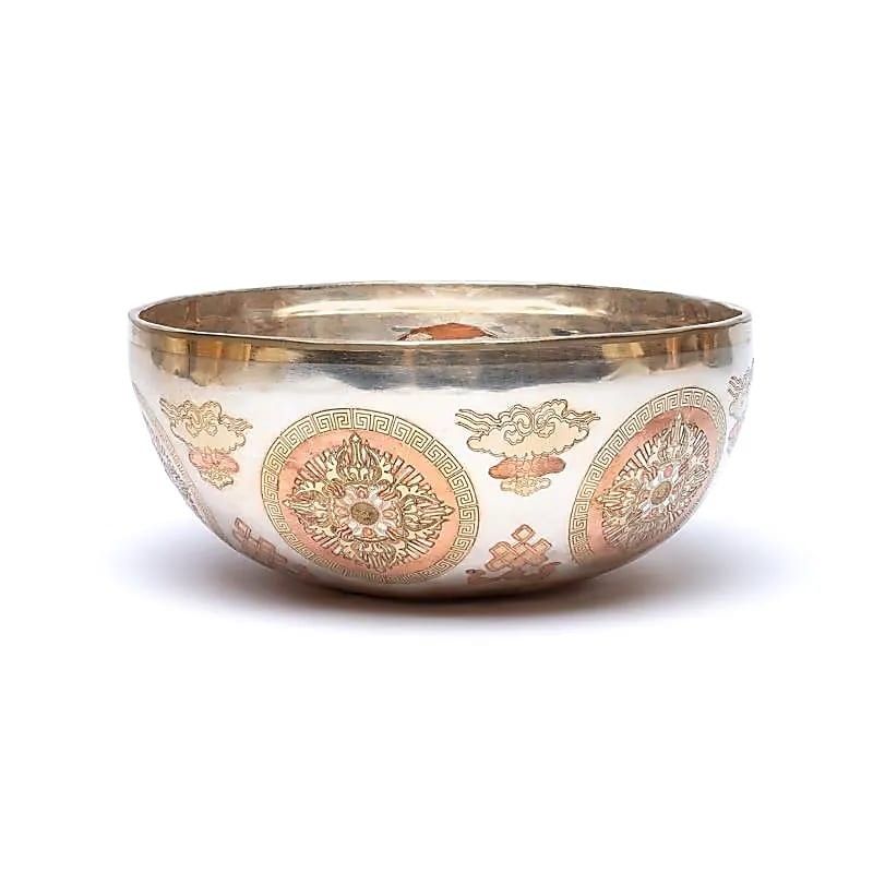 Silver-plated singing bowl Buddha Shakyamuni 23 cm / ±1500-1800 gr