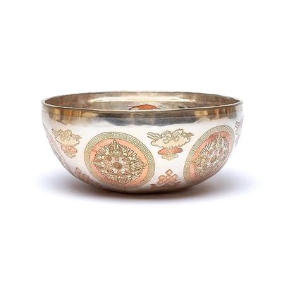 Silver-plated singing bowl Buddha Shakyamuni 23 cm / ±1500-1800 gr