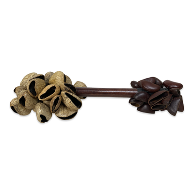 Doublesided rattle, Entada & Pangi seedpods - 38cm