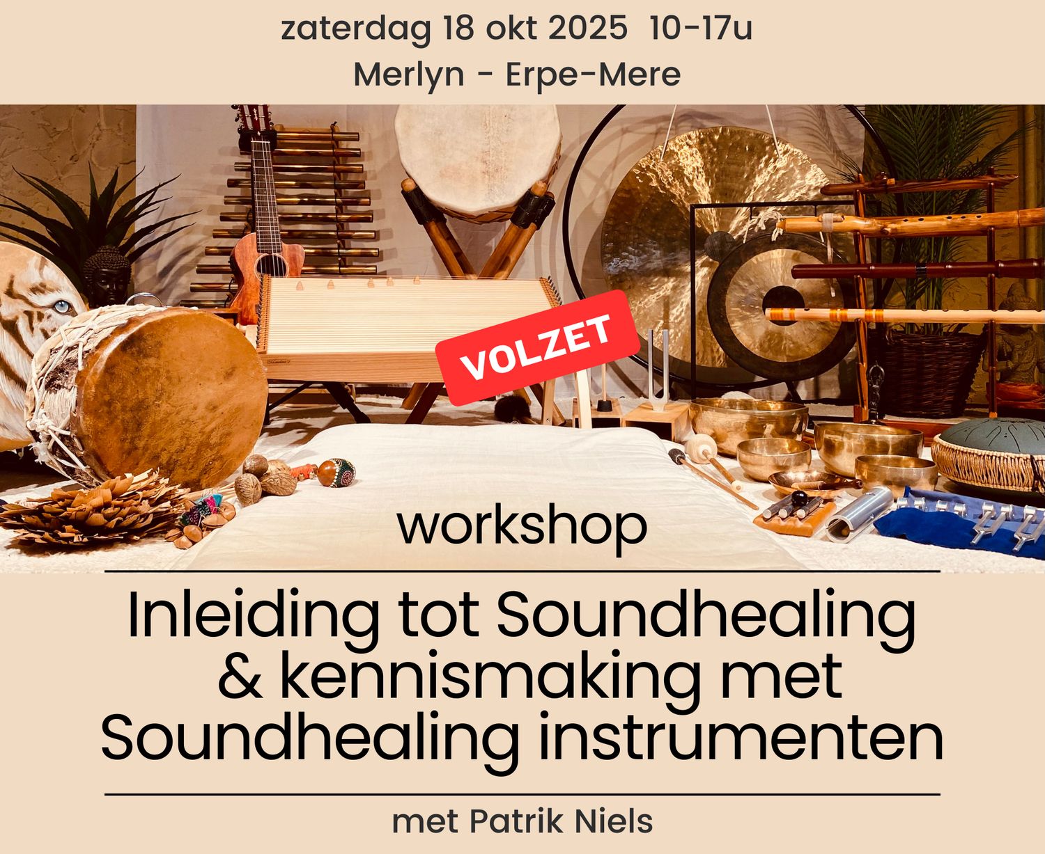 workshop "Inleiding tot Soundhealing en kennismaking met Soundhealing instrumenten" - zaterdag 18 oktober 2025