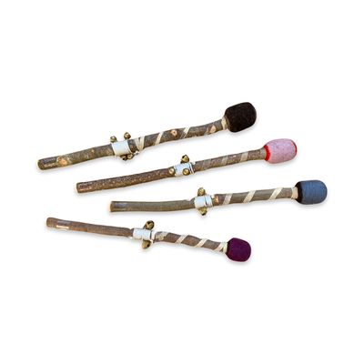 Mailloche 'dure' feutre avec clochettes - Ø 3,5cm - longeur 36cm