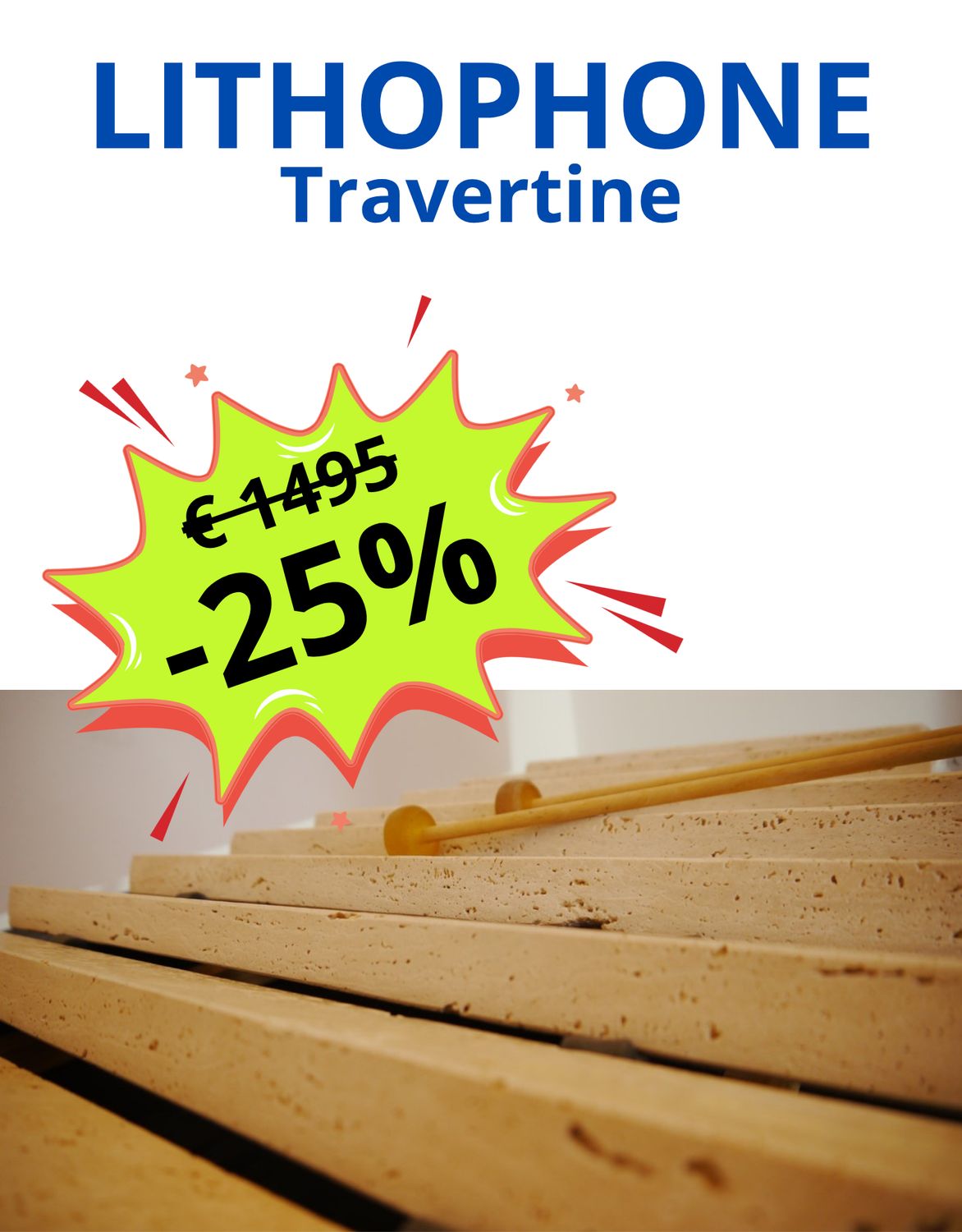 Lithophone Travertine, 9 notes, Balinese tuning Lithophone Travertine, 9 notes, Balinese tuning