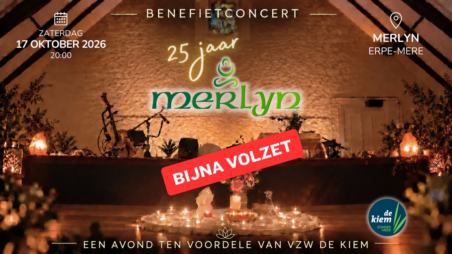 17 okt 2026 - Benefietconcert 25 jaar Merlyn - ten voordele van vzw De Kiem