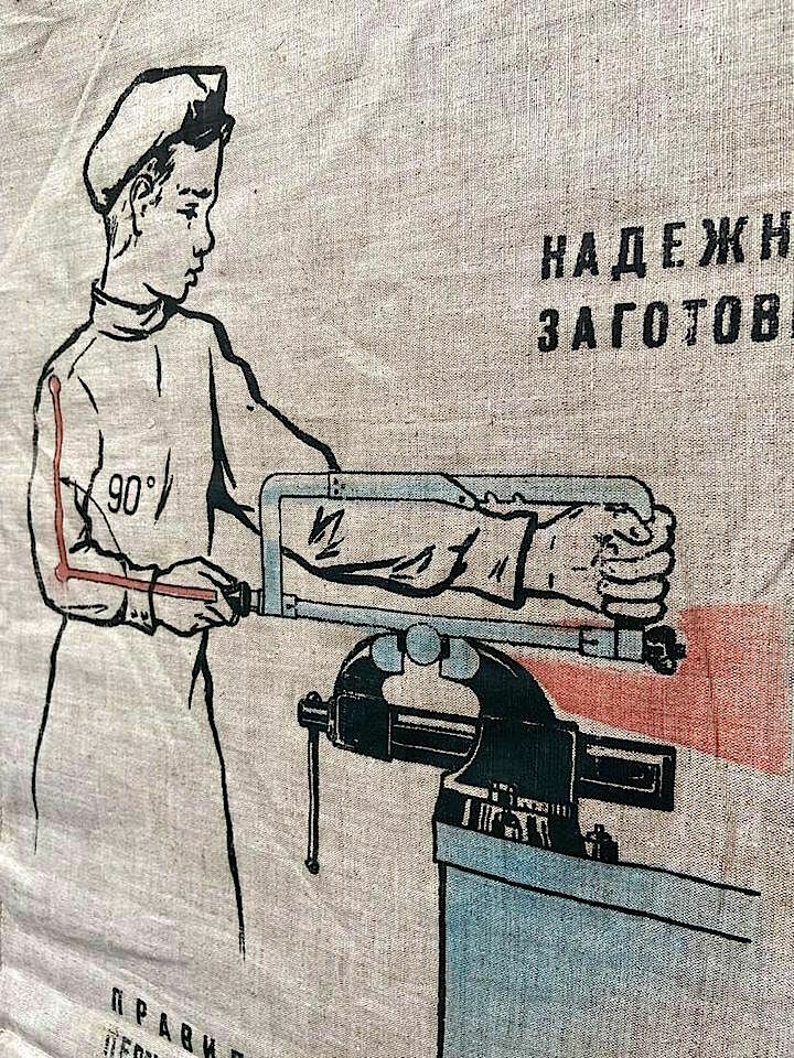 Russische veiligheidsinstructies op linnen