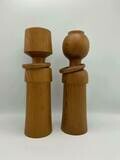 Japanese World Heritage Yakusugi Cedar Vintage Couple Kokeshi