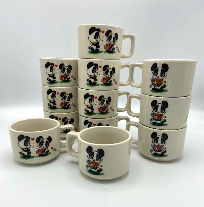Zeldzaam Vintage Rune Naito Panda cup Japan 70ties - 80ties K China Zeldzaam Vintage Rune Naito Panda cup Japan 70ties - 80ties K China