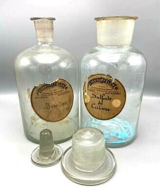 Antique Pharmacy Storage Jars Copper Sulphate Petrol