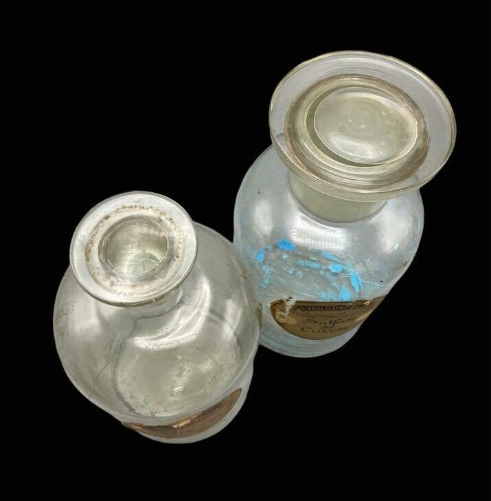 Antieke Apotheek Voorraadpotten Kopersulfaat Benzine