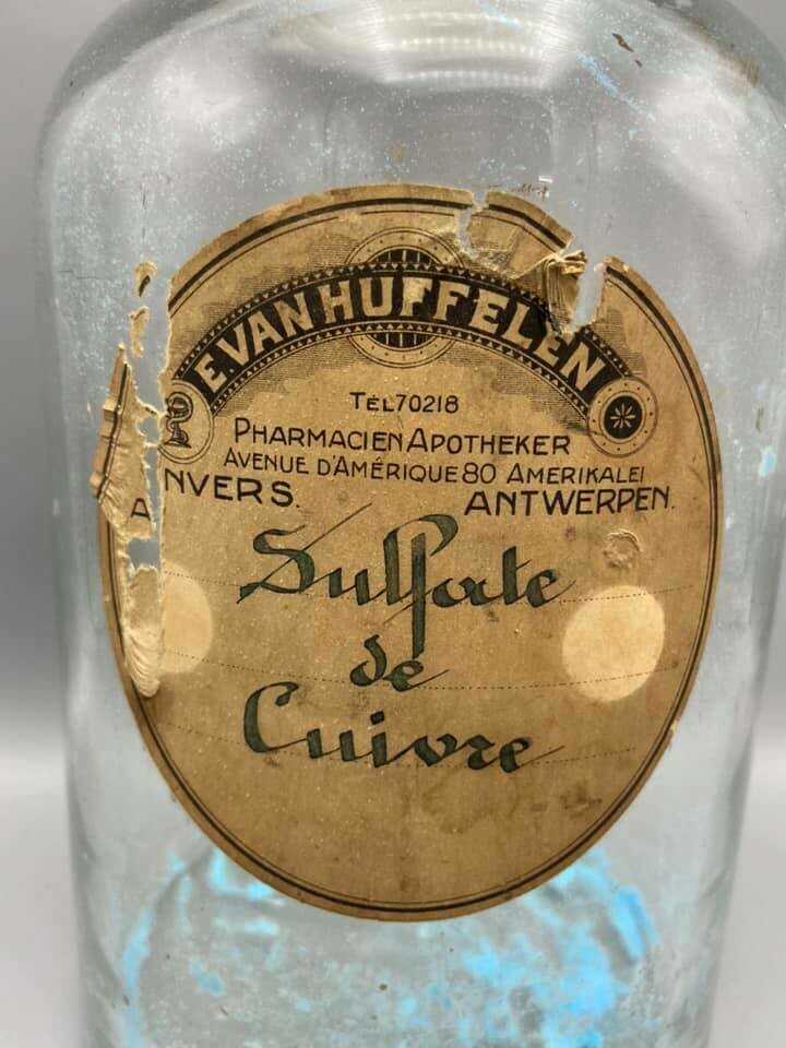 Antieke Apotheek Voorraadpotten Kopersulfaat Benzine