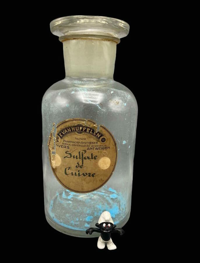 Antieke Apotheek Voorraadpotten Kopersulfaat Benzine