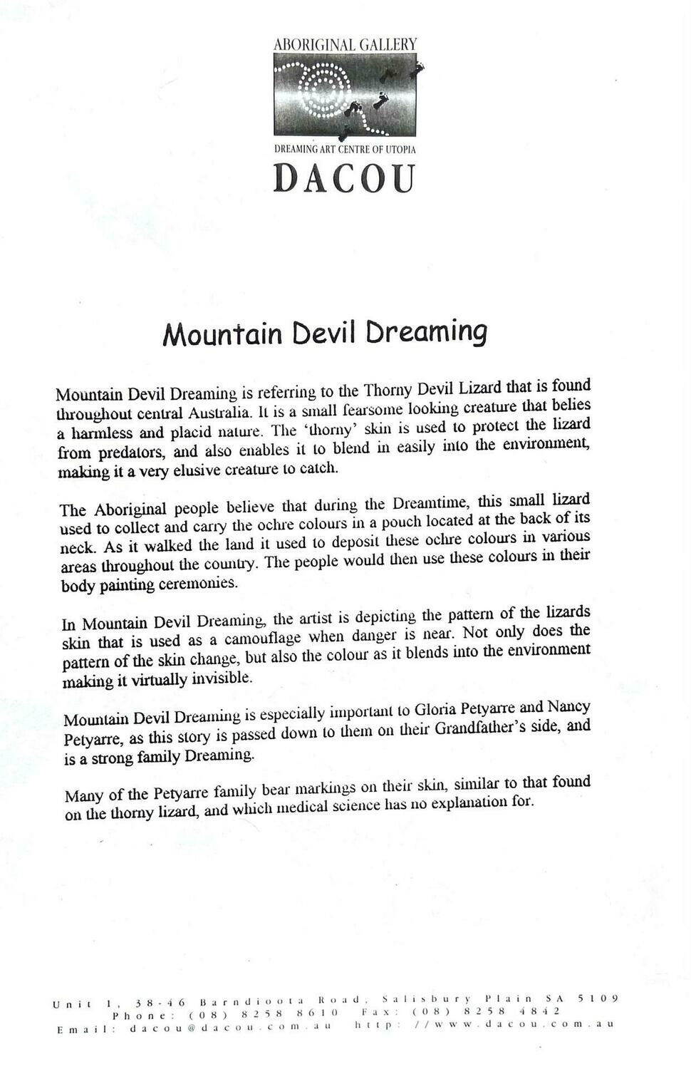 Nancy Petyarre 'Mountain Devil Dreaming'