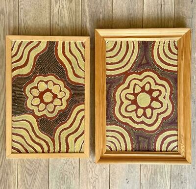 Paar Aboriginal Dot Paintings 'Women Ceremony'