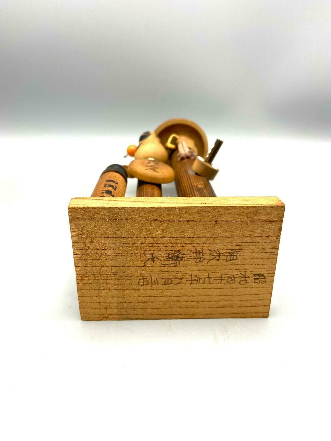 Creative Artistic Vintage Shimizu Jirocho Samurai Japanese Wood KOKESHI Doll