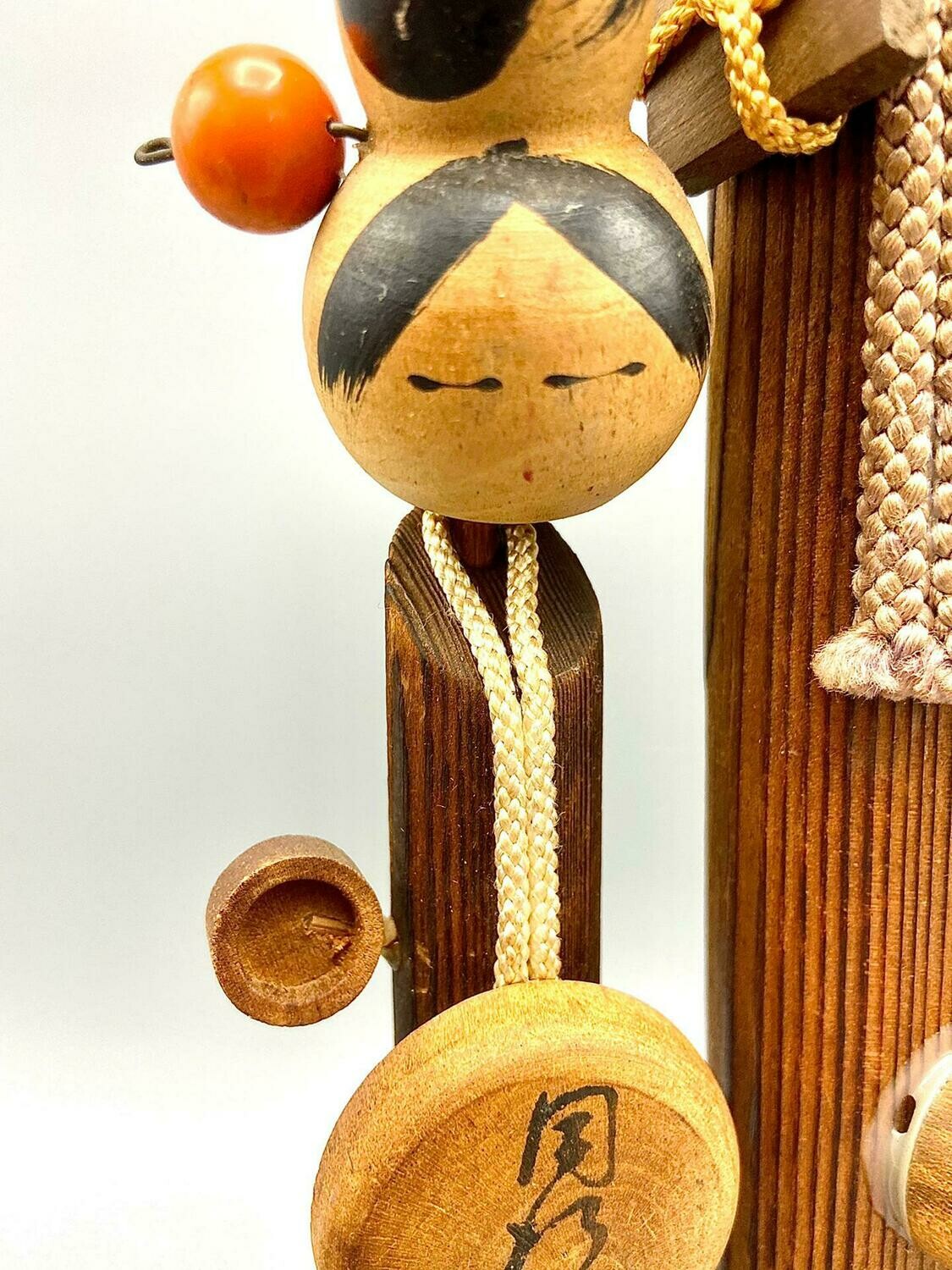 Creative Artistic Vintage Shimizu Jirocho Samurai Japanese Wood KOKESHI Doll