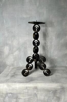 Vintage wrought iron candlestick brutalist