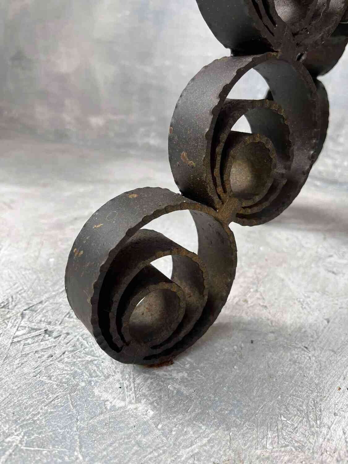 Vintage wrought iron candlestick brutalist