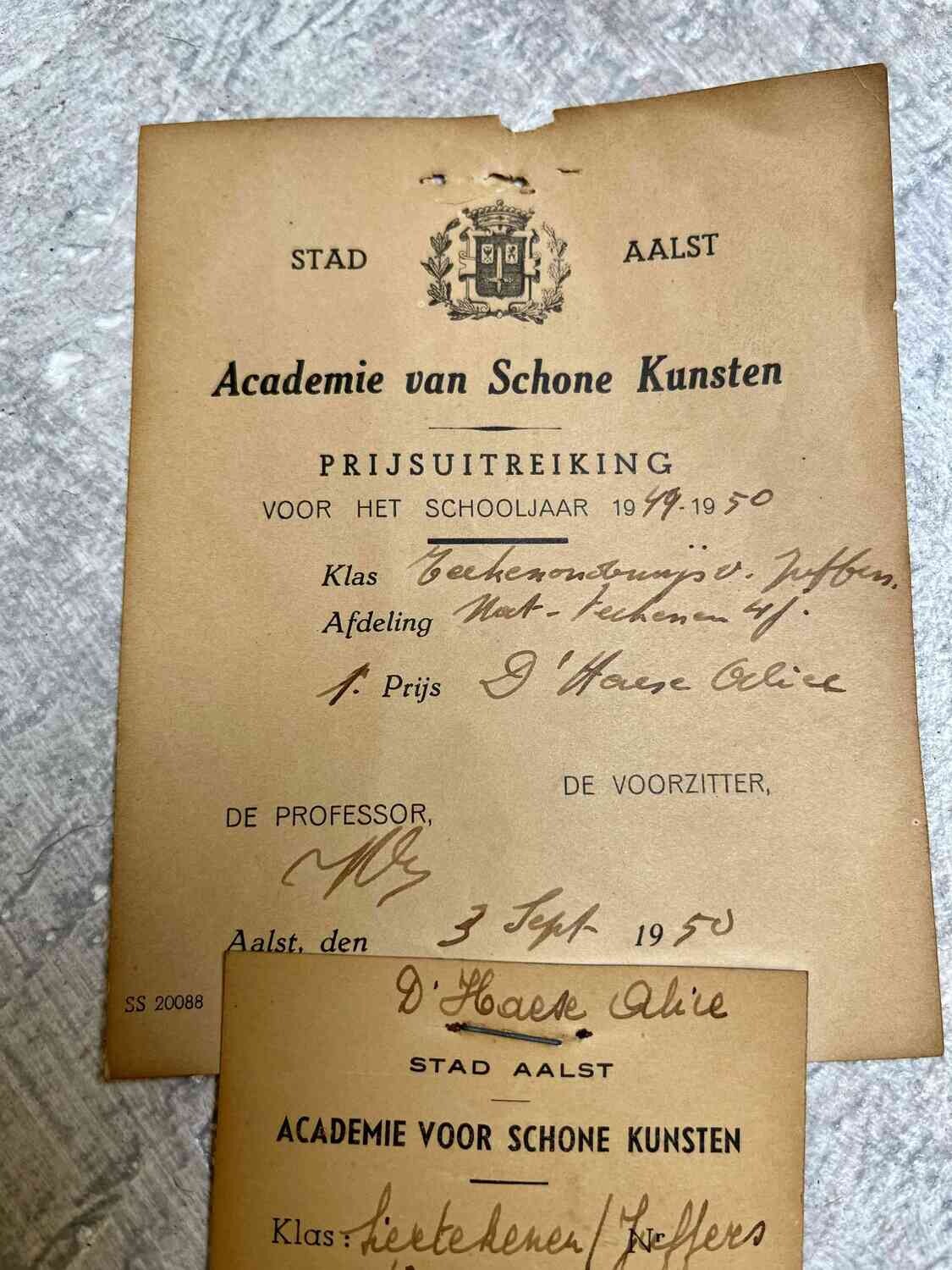 Paravent Art Painting 1950 by Alice D'Haese