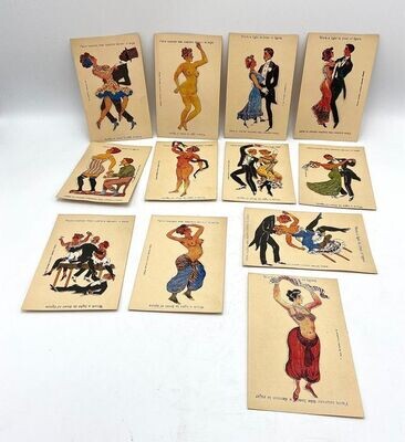 Set of 12 animated cards Art Nouveau period (around 1920)