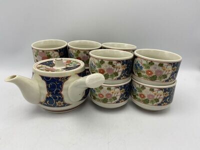 ​Vintage ceremoniële Japanse Satsuma Kutani gouden bloemen thee set