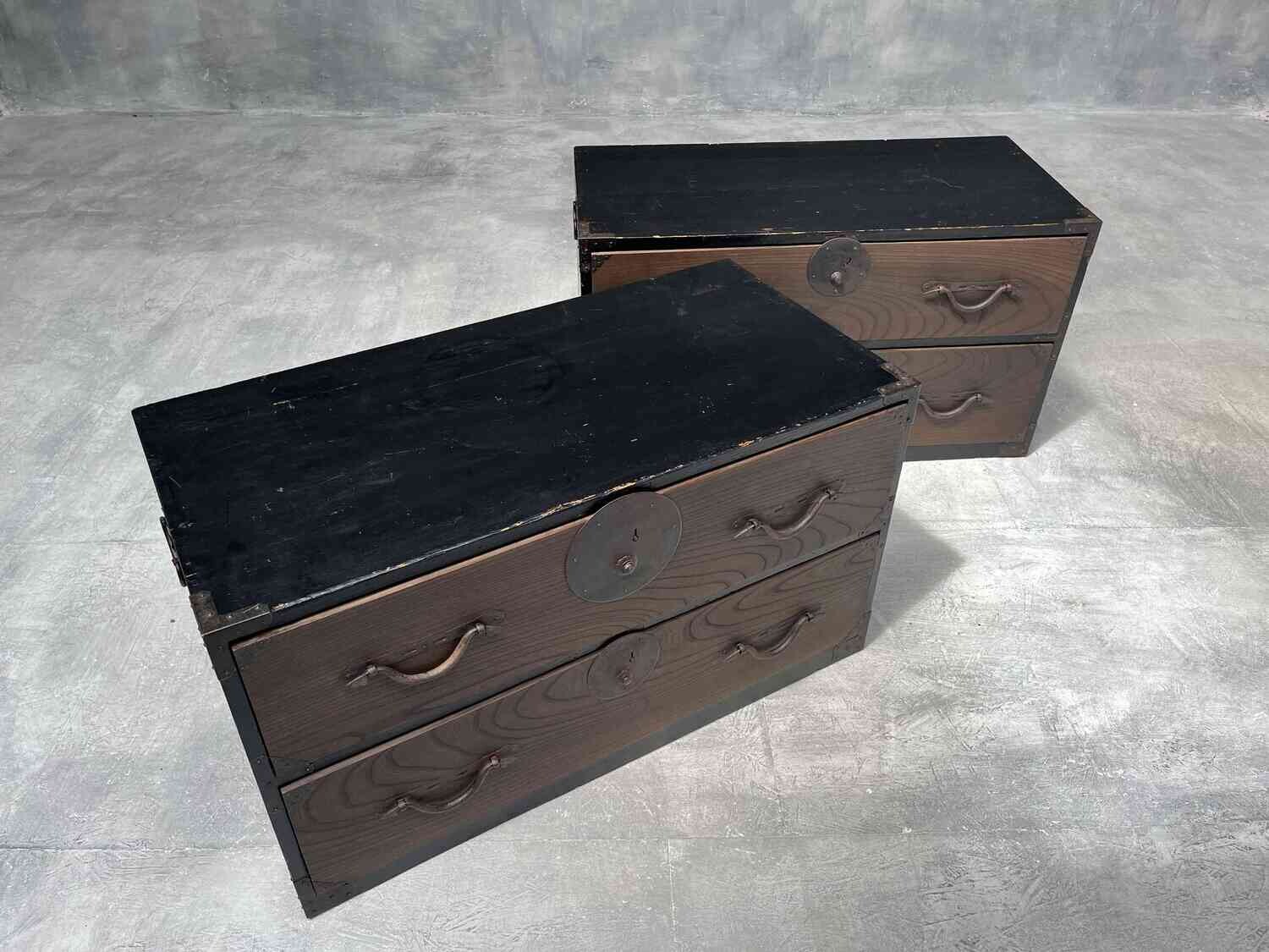 Antique Japanese Isho-Dansu 2-Piece Kasane Kimono Closet