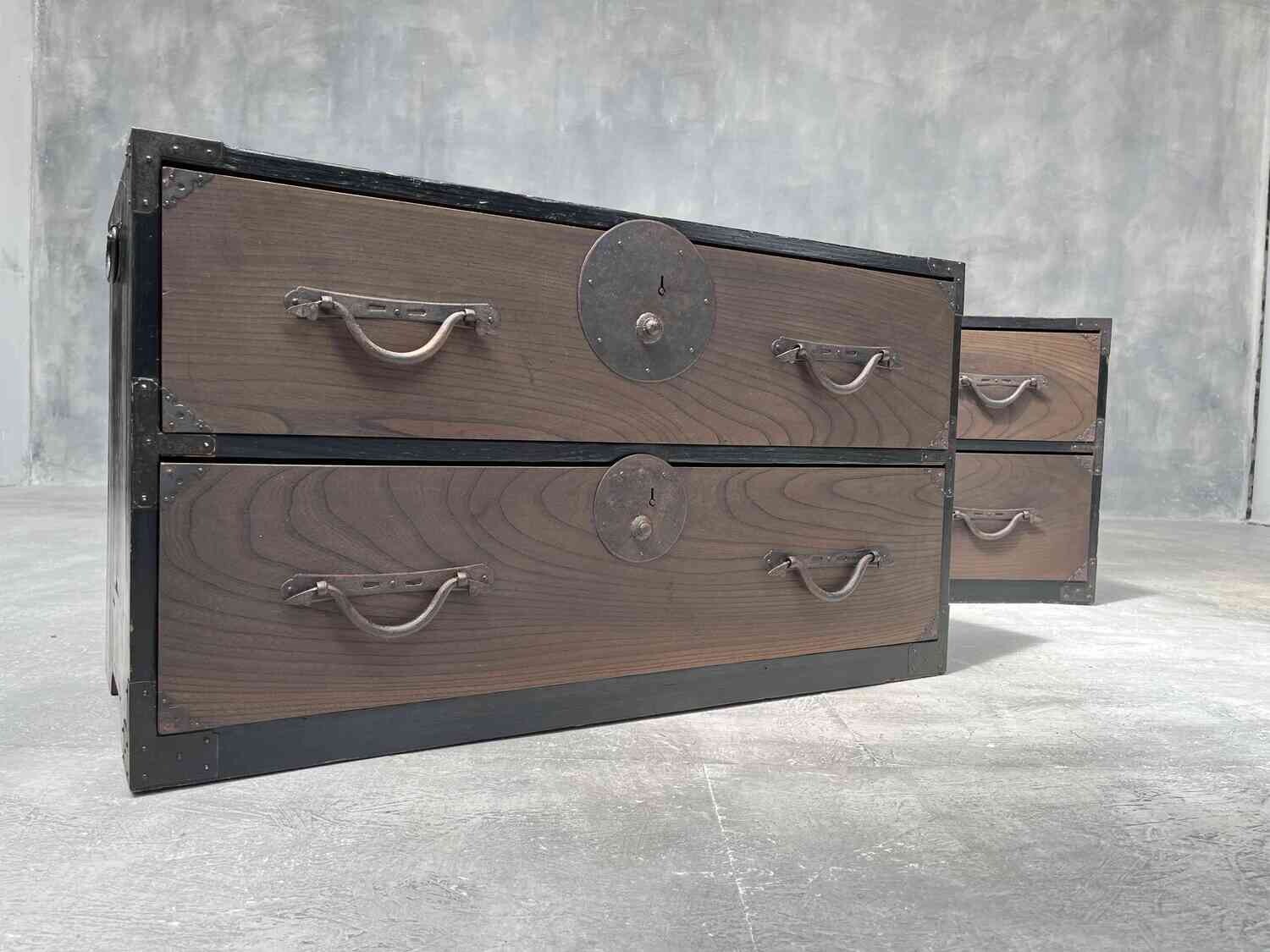 Antique Japanese Isho-Dansu 2-Piece Kasane Kimono Closet