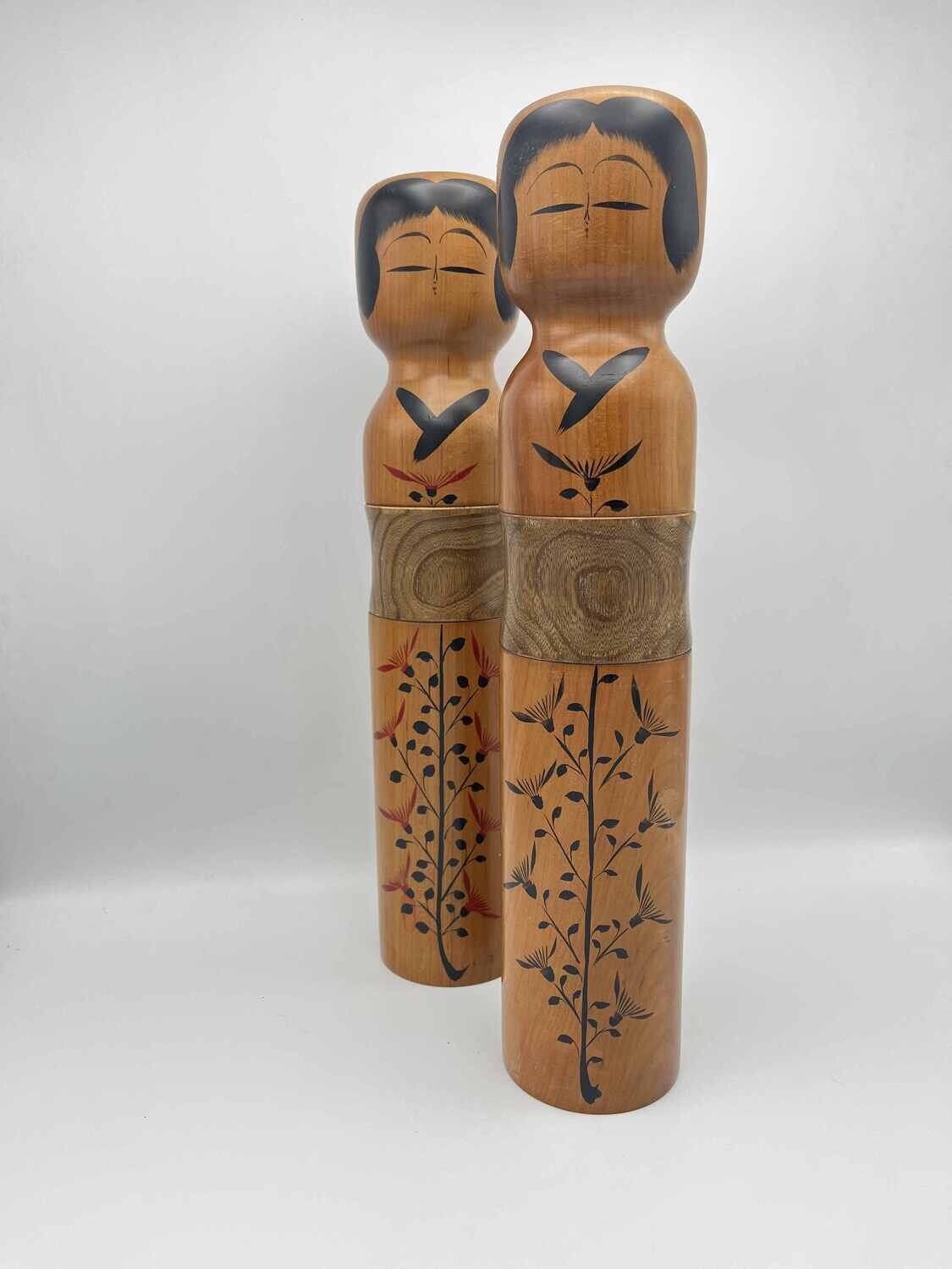 Set of 2 vintage sosaku kokeshi by Kaganuma Masayuki