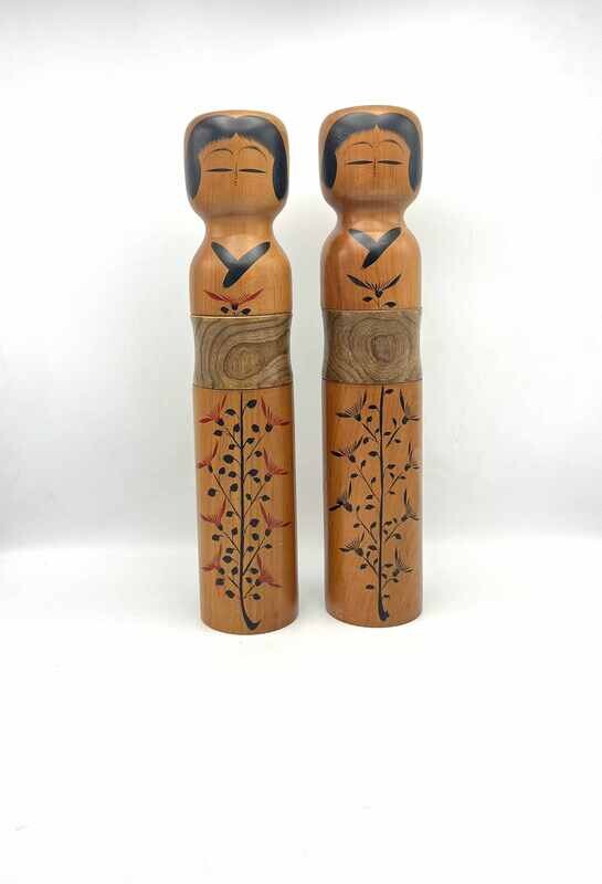 Set of 2 vintage sosaku kokeshi by Kaganuma Masayuki