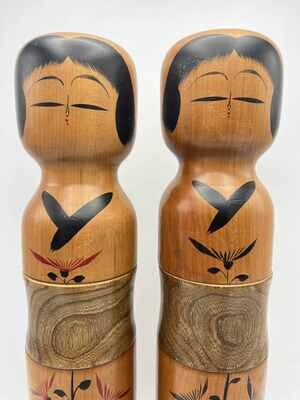 Set van 2 vintage sosaku kokeshi door Kaganuma Masayuki