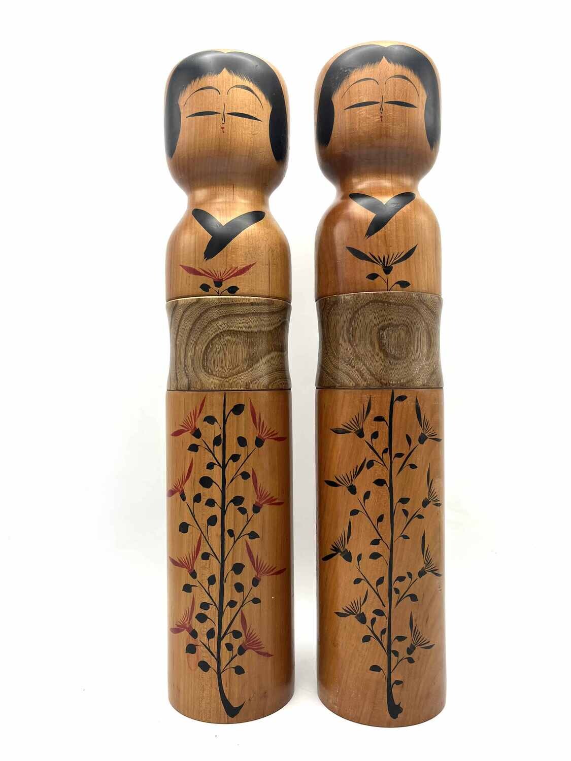 Set of 2 vintage sosaku kokeshi by Kaganuma Masayuki
