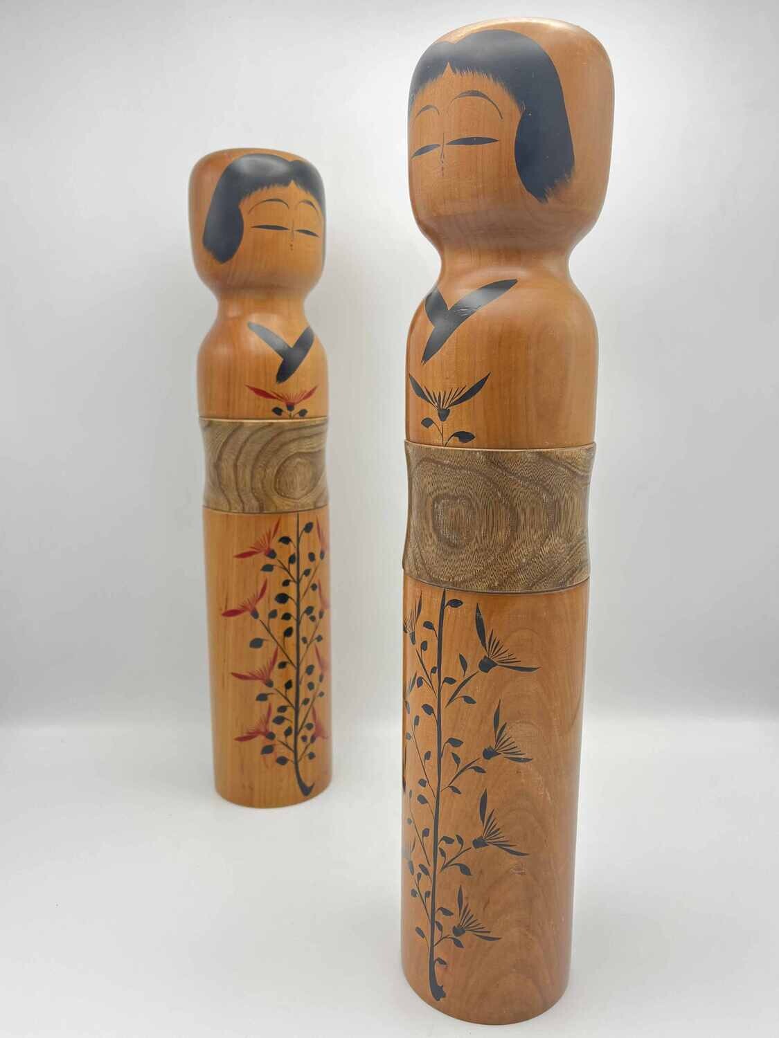 Set of 2 vintage sosaku kokeshi by Kaganuma Masayuki