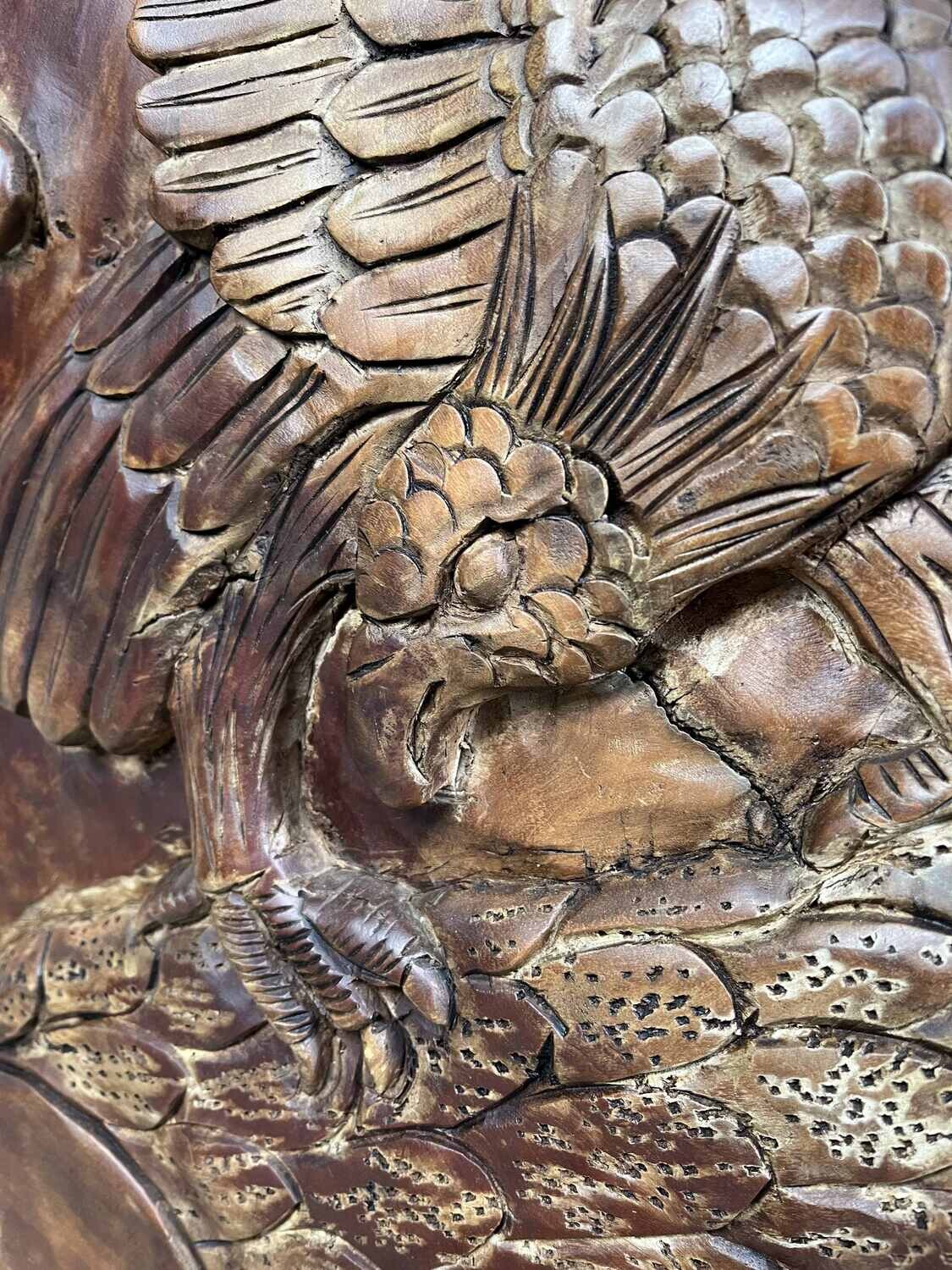 Tsuitate - Houtsnijwerk - Wortelhout - Adelaar in boom - Japan - Meiji periode