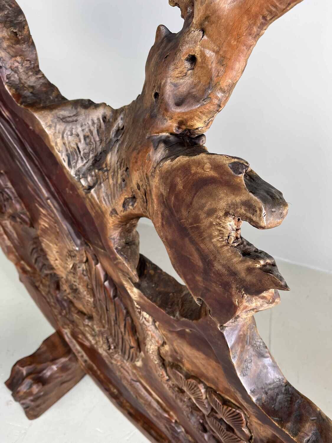 Tsuitate - Houtsnijwerk - Wortelhout - Adelaar in boom - Japan - Meiji periode