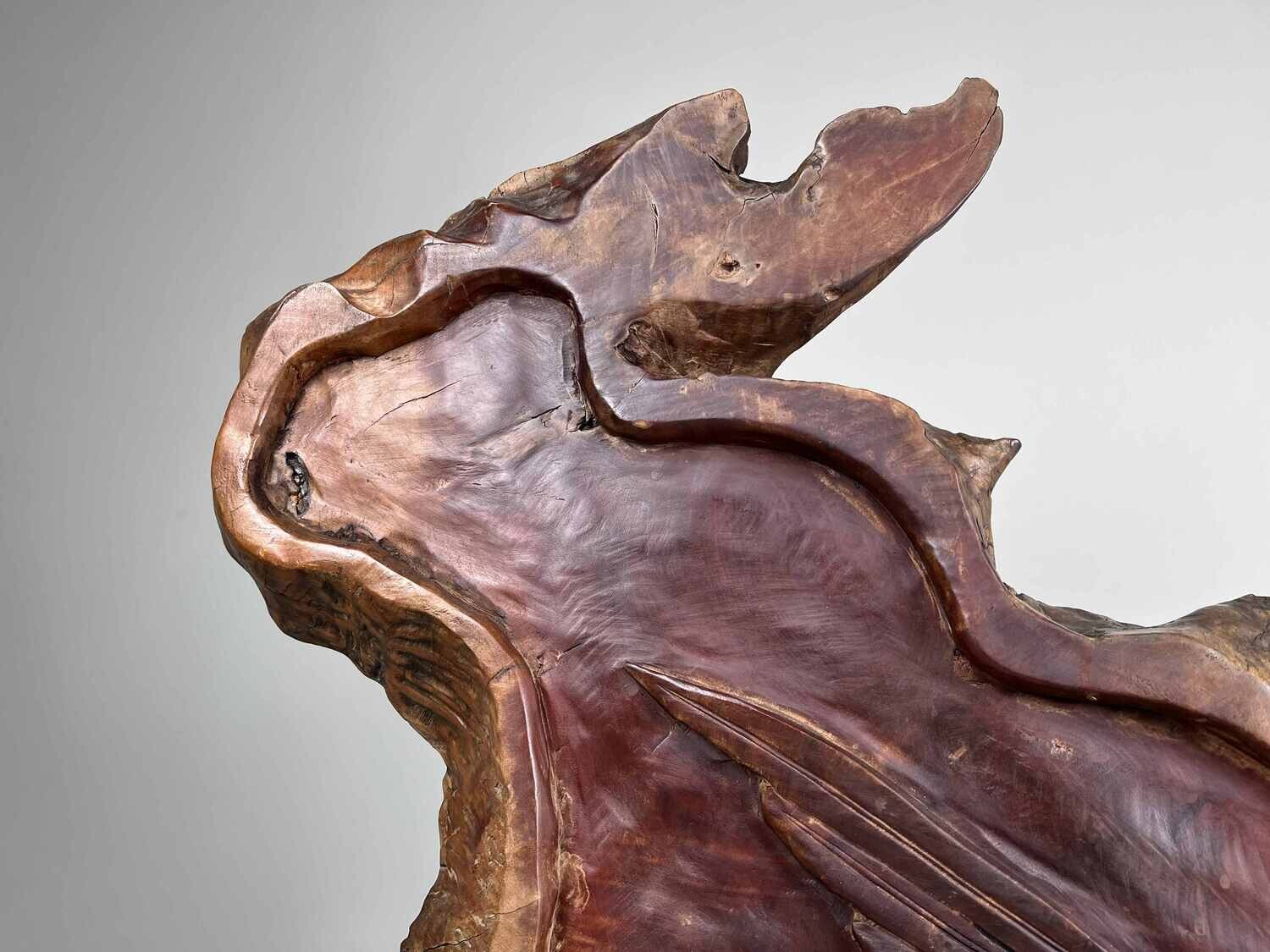 Tsuitate - Houtsnijwerk - Wortelhout - Adelaar in boom - Japan - Meiji periode